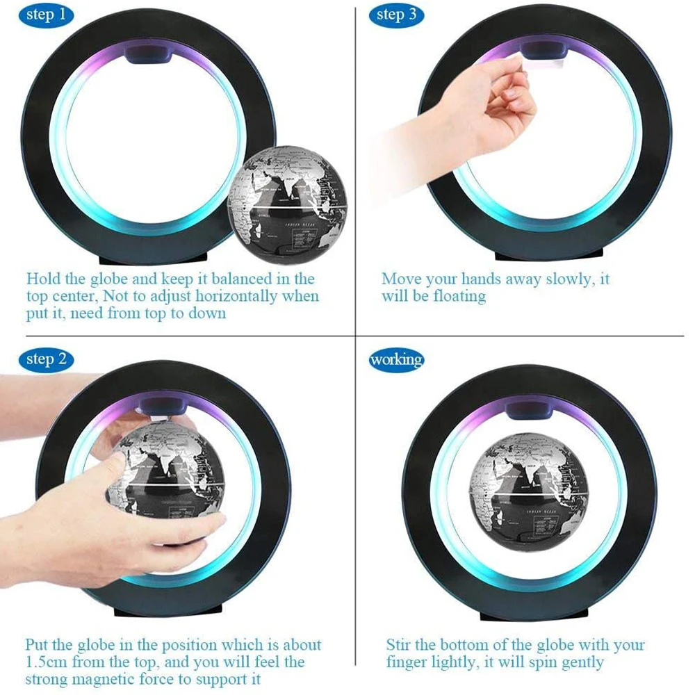 C-Shape Magnetic Levitation Floating Globe with LED Lights